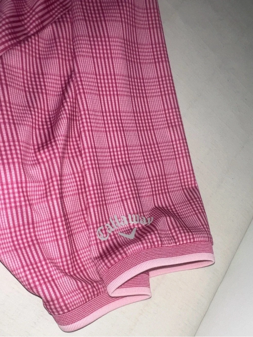 Callaway Men’s Pink Plaid Golf Polo Shirt